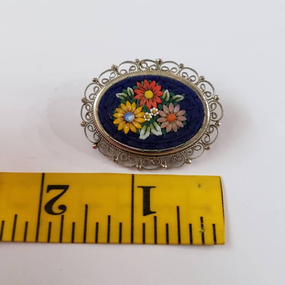 Vintage Brooch Flower Micro Moasic Made in Italy … - image 3