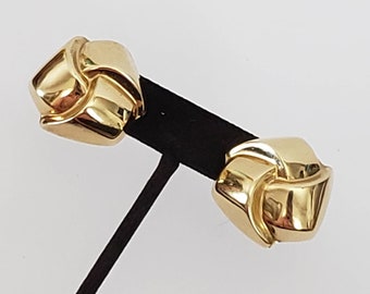 Vintage Earrings 14k Yellow Gold Made In Italy Knot Retro Collectible Estate Jewelry