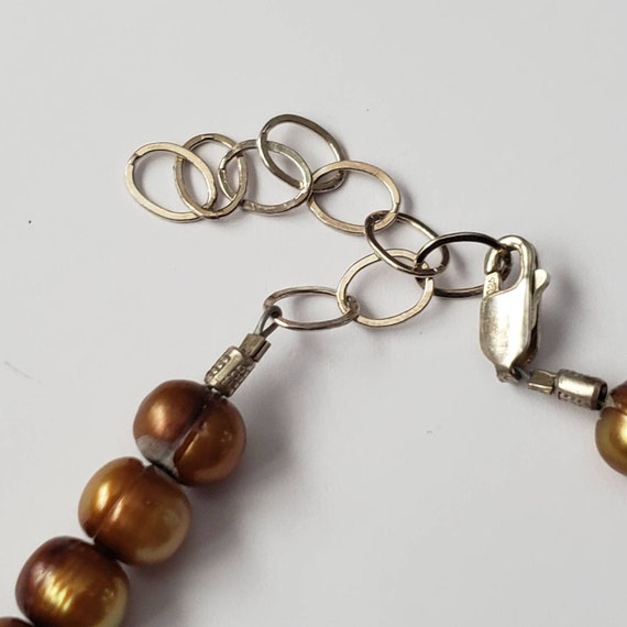 Pearl Strand Necklace Collectible Tan Brown Dyed … - image 3