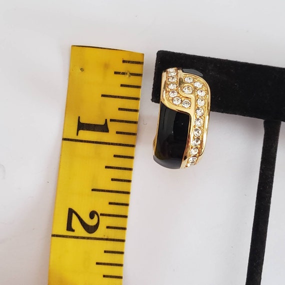 Earrings Designer Swarovski Enamel Black Clear Rh… - image 7