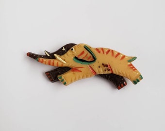 Rare Vintage Brooch Elephant Plastic Retro Collectible Costume Jewelry Pin