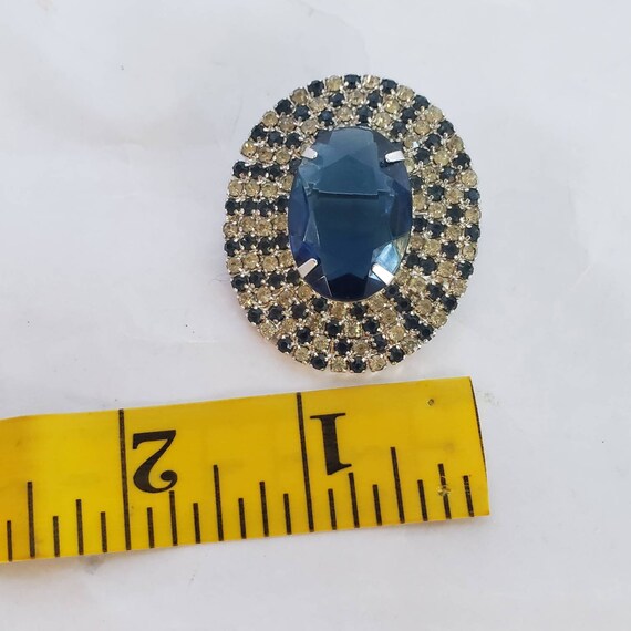 Vintage Brooch Blue Clear Rhinestone Sparkle Rare… - image 4