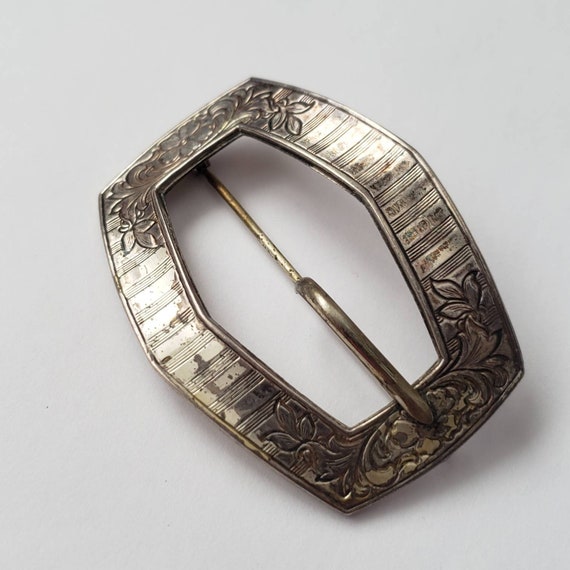 Rare Antique Buckle Converted into Brooch Ornate … - image 7