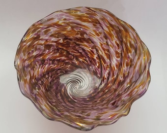Art Glass Bowl Swirl Pattern Collectible Studio Glass