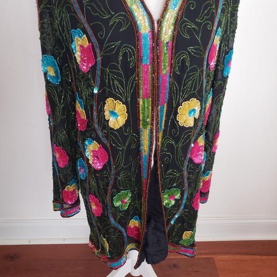 Vintage Jacket Sequin Flower Pattern Collectible … - image 10