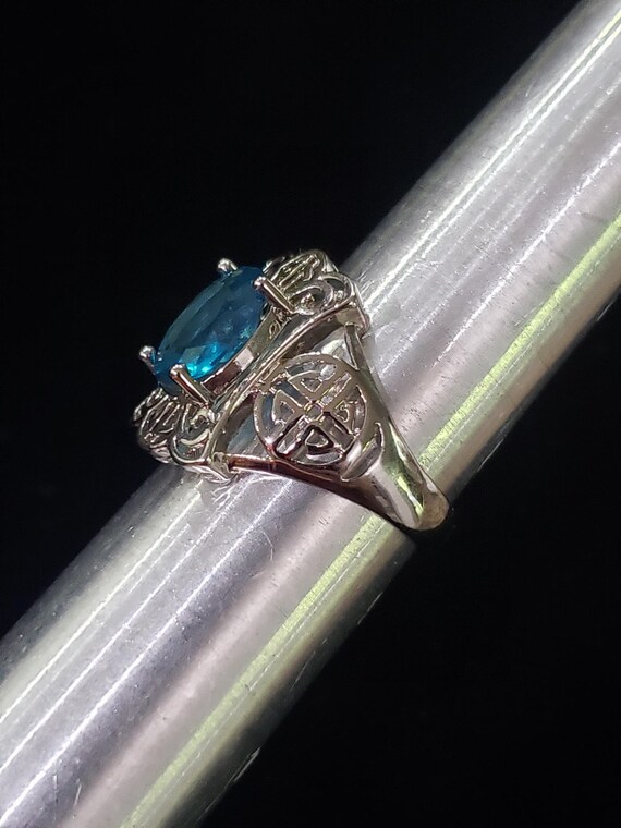 Ring Blue Sparkle Ornate Open Pattern Unique Coll… - image 3