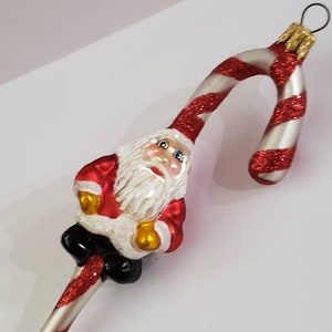 Christmas Ornament Candy Cane with Santa Claus Christmas Collectible