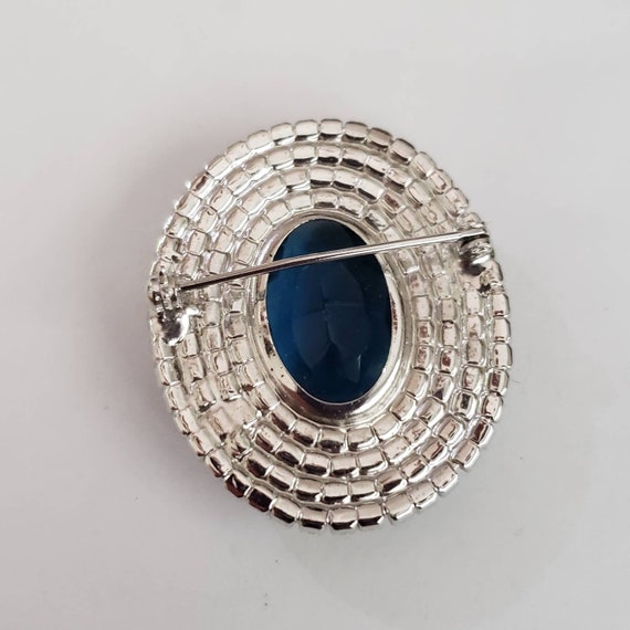 Vintage Brooch Blue Clear Rhinestone Sparkle Rare… - image 9