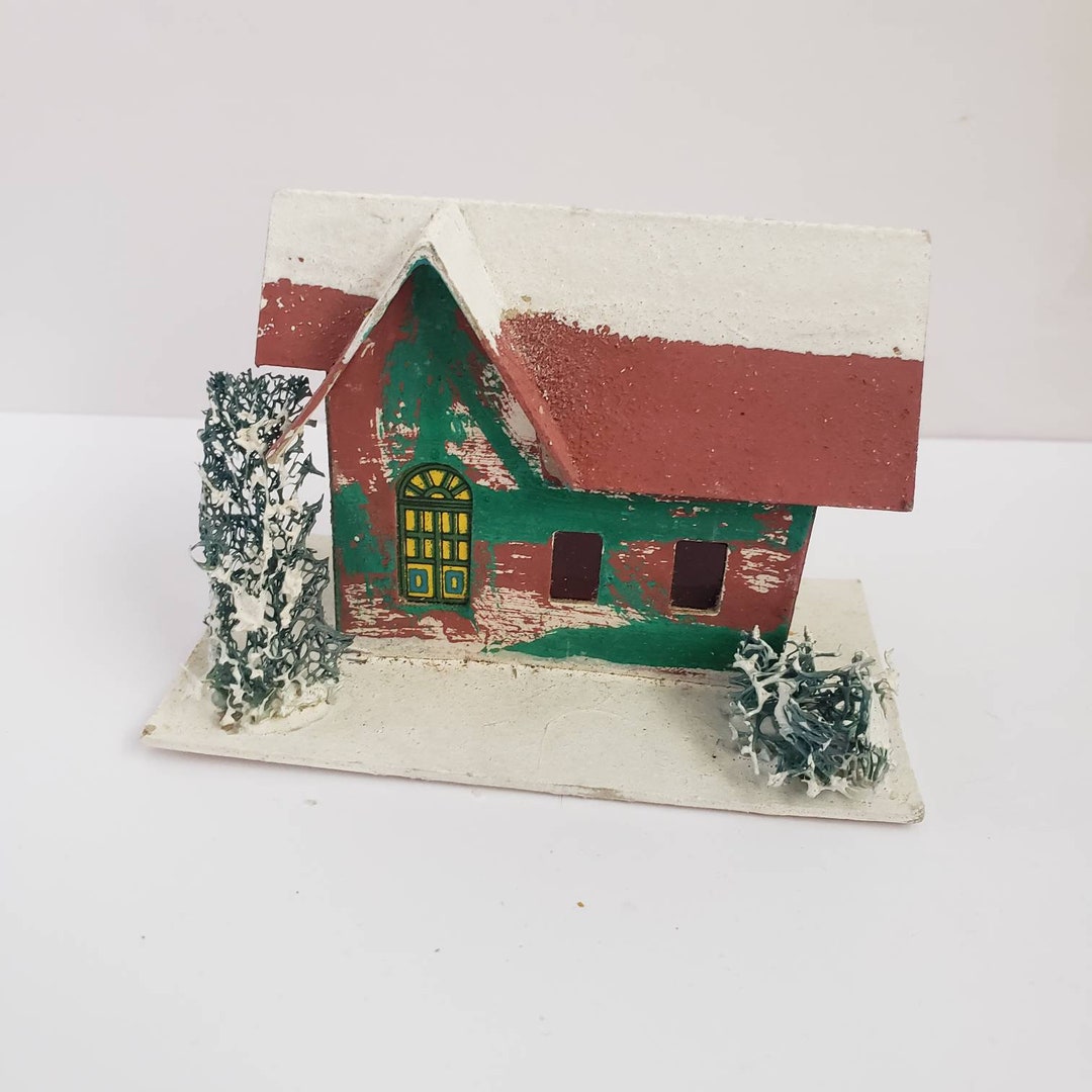 Vintage Christmas Village House Putz Cardboard Mica Rare Retro - Etsy