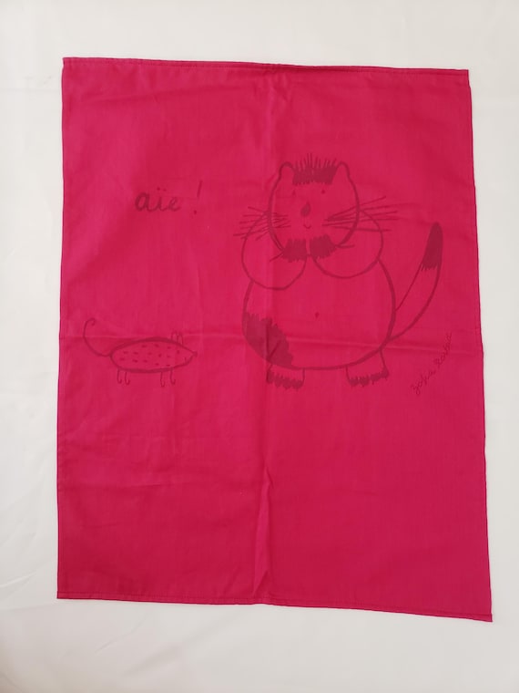 Cat and Mouse Hand Towel French Designer Zofia Rostad Collectible