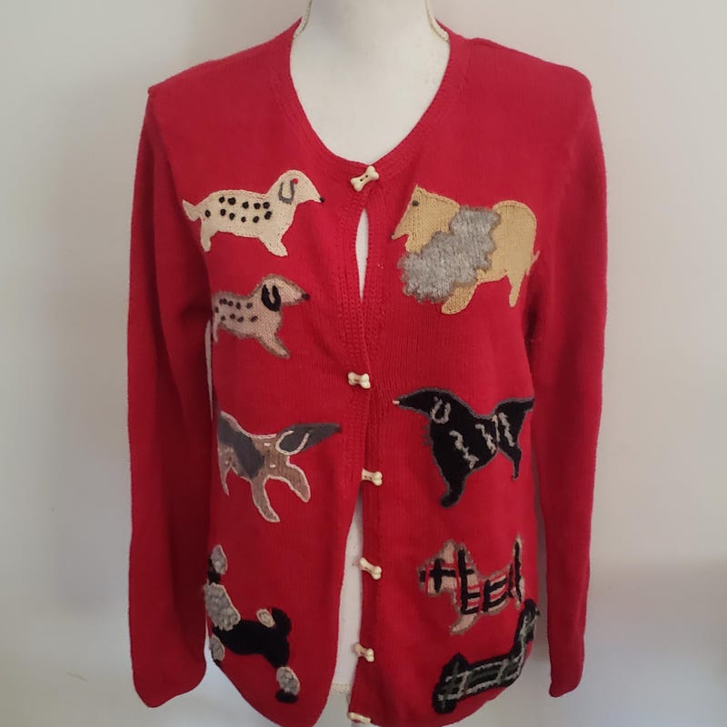 Hand Knit Green Terrier Dogs Sweater by Northern Isles main image 1