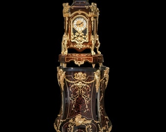 Large Baroque King Louis Style Martque Gold Gilded Brass Clock & Console Table