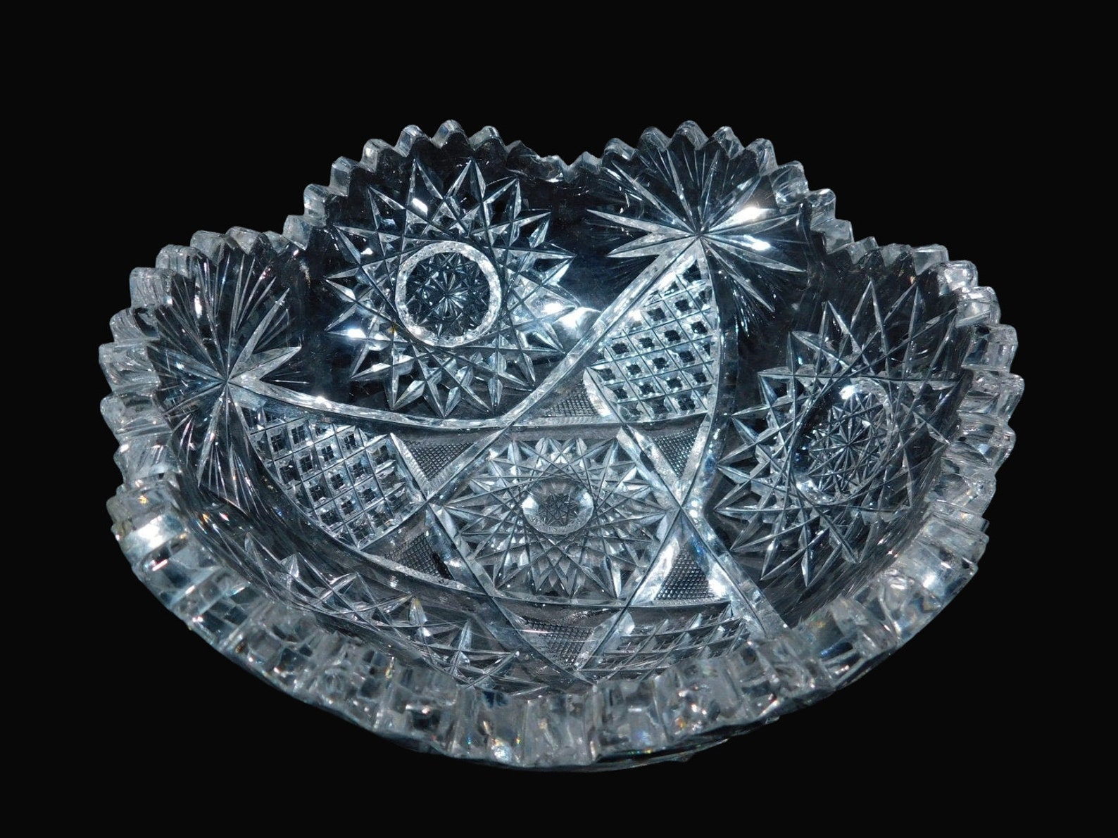 Antique American Brilliant Cut Crystal Serving Bowl Etsy