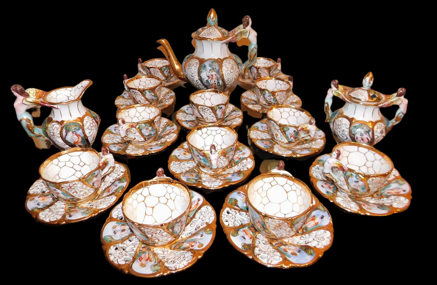 Complete Vintage Capodimonte Tea Set Etsy