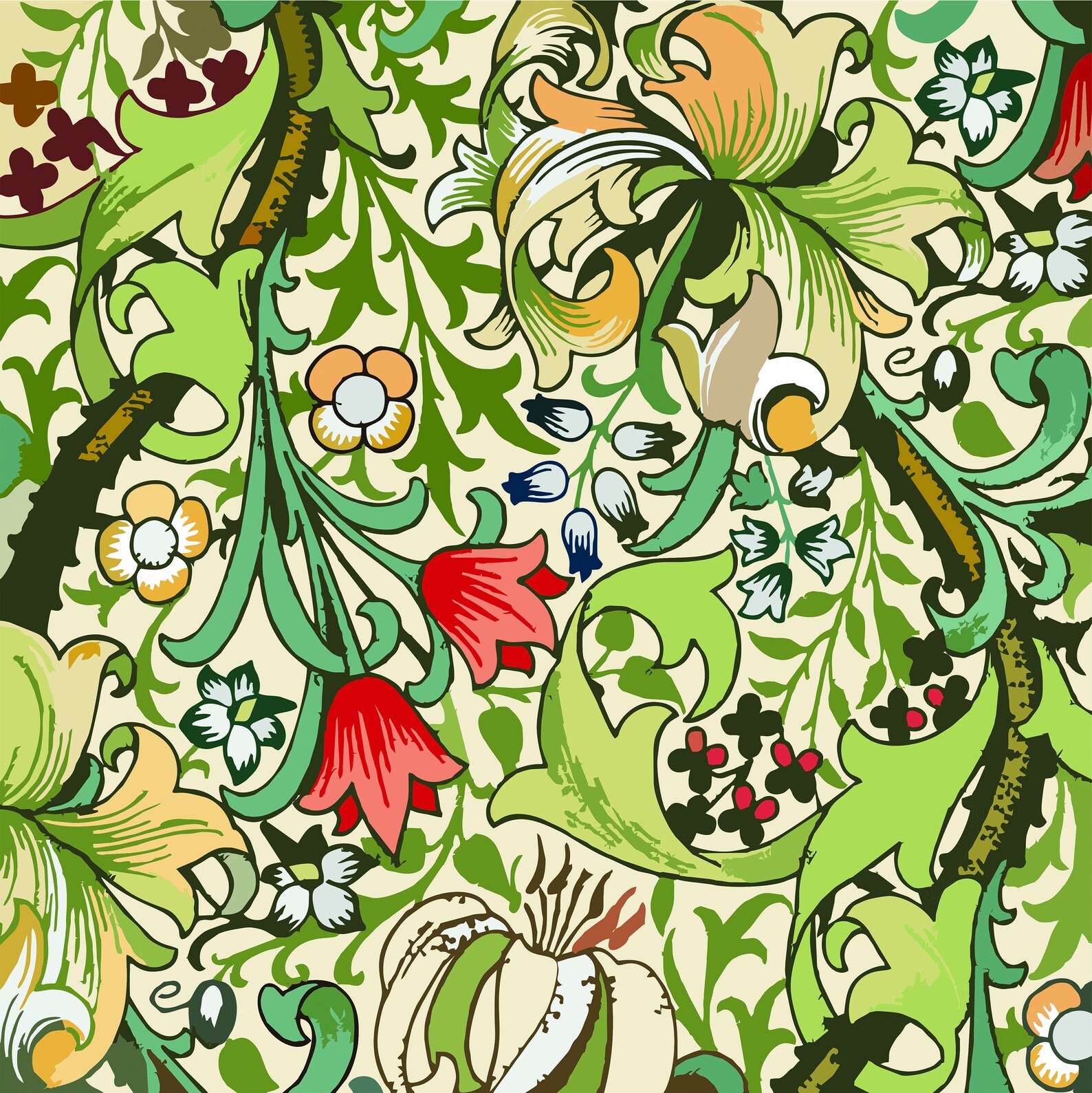 William Morris golden Lily Textile Pattern for Etsy Australia