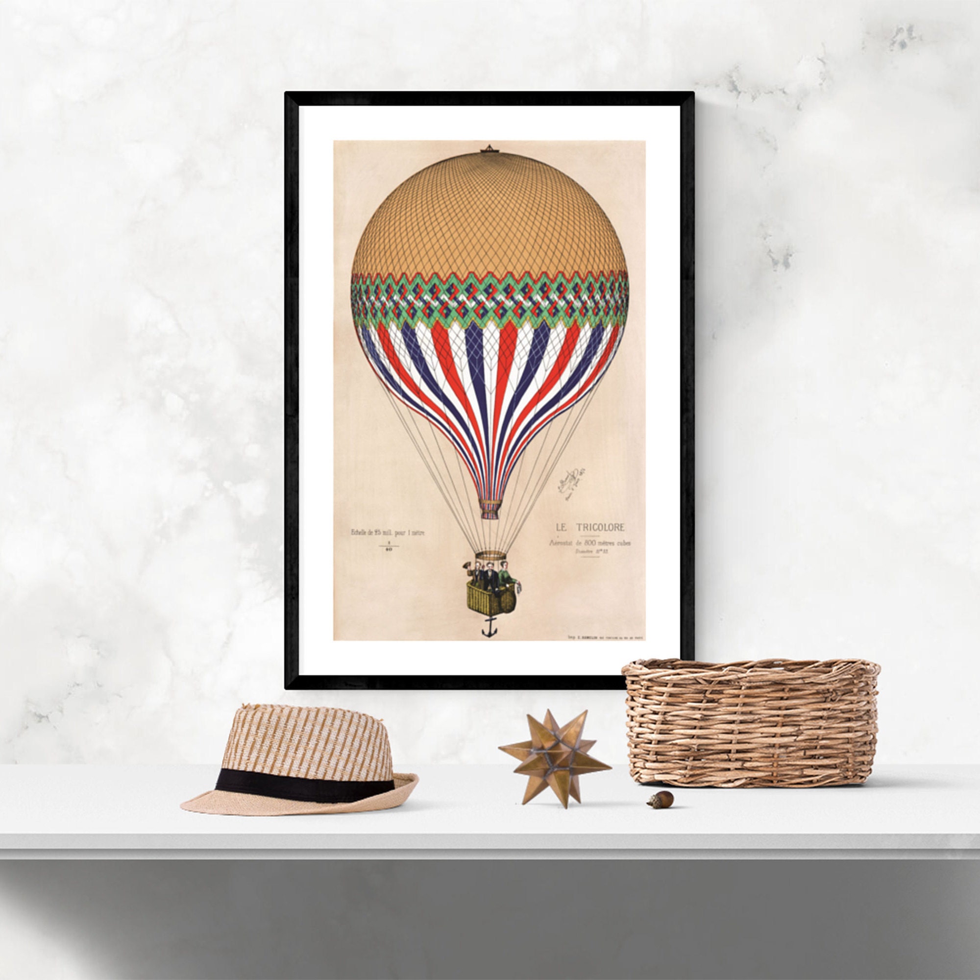 Vintage Hot Air Balloon Digital Poster Flying with the | Etsy