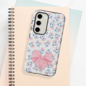 Coquette Phone Case: Cute Aesthetic Floral Design with Bow for iPhone 14 Plus, iPhone 15 Pro, Samsung S23, Galaxy Pixel