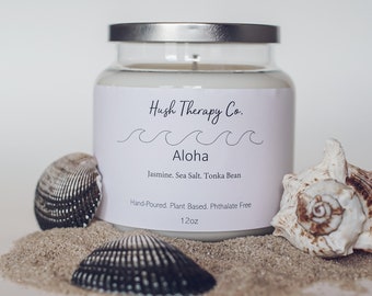 Aloha - 8 oz. and 16 oz. Coconut Wax | Phthalate Free | Hand poured | Plant Based | Sea Salt and Orchid Scented Candle
