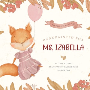 girl woodland baby shower invitation, fall clipart, fall baby shower invitation, fox nursery, baby fox, fox clipart, fox birthday