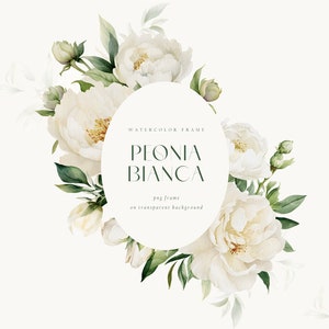 Aquarell weiße Pfingstrosen Clipart, weiße Hochzeit Blumen, Pfingstrosen Rahmen, weiße Rosen Rahmen png, weiße Pfingstrose png, Pfingstrosen Hochzeit