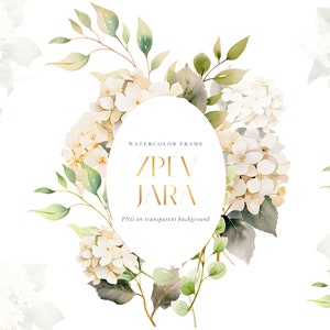 Watercolor white hydrangea frame, wedding white flower frame png, white hydrangeas frame png, hydrangea wedding invitation