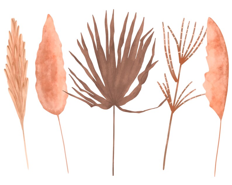 Boho Watercolor Vase Clipart Dry Flowers Clip Art Planner Etsy