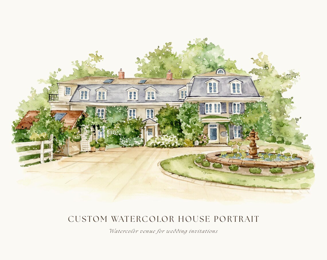 Custom Watercolor House Portrait, New House Gift, Hand Painted Home ...