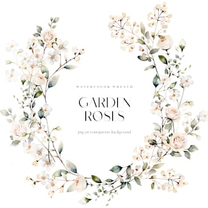 Aquarell weiße Pfingstrosen Kranz, Hochzeit weiße Blumenrahmen png, weiße Rosen Rahmen png, weiße Rose png, Pfingstrosen Hochzeitseinladung