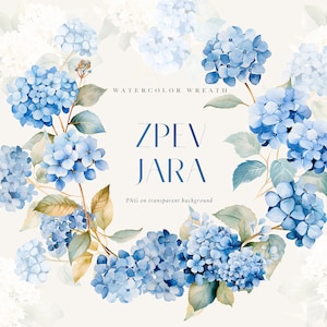 Watercolor blue hydrangea wreath, navy hydrangea bouquet png, wedding invitation clipart, dusty blue flowers, hydrangea frame png