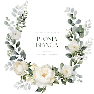Aquarell weiße Pfingstrosen Clipart, Hochzeit weiße Blumen, Pfingstrosen Rahmen, weiße Rosen Kranz png, weiße Pfingstrose png, Pfingstrosen Hochzeitseinladung