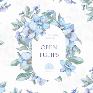 Watercolor navy tulips clipart, silk fabric pattern, floral clipart, tulips digital, navy flower wedding decor, tulips print, blue flowers