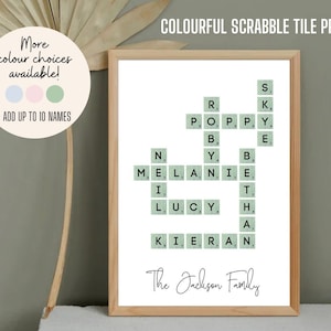 Impresión de fichas de Scrabble, Impresión personalizada de apellidos, Impresión personalizada de fichas de letras, Crucigrama familiar, Imagen de Scrabble, Impresión personalizada de Scrabble