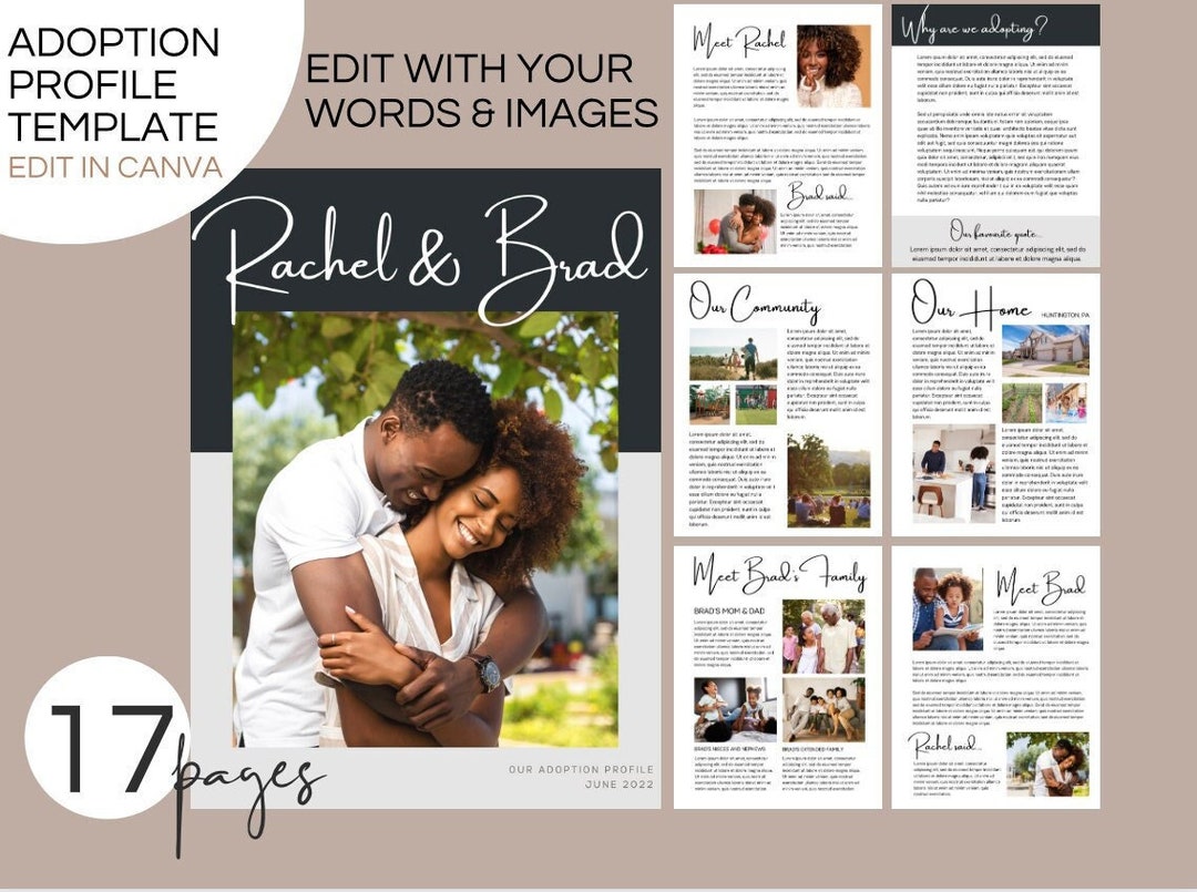 Adoption Profile Template, Modern Adoption Profile Book, Digital