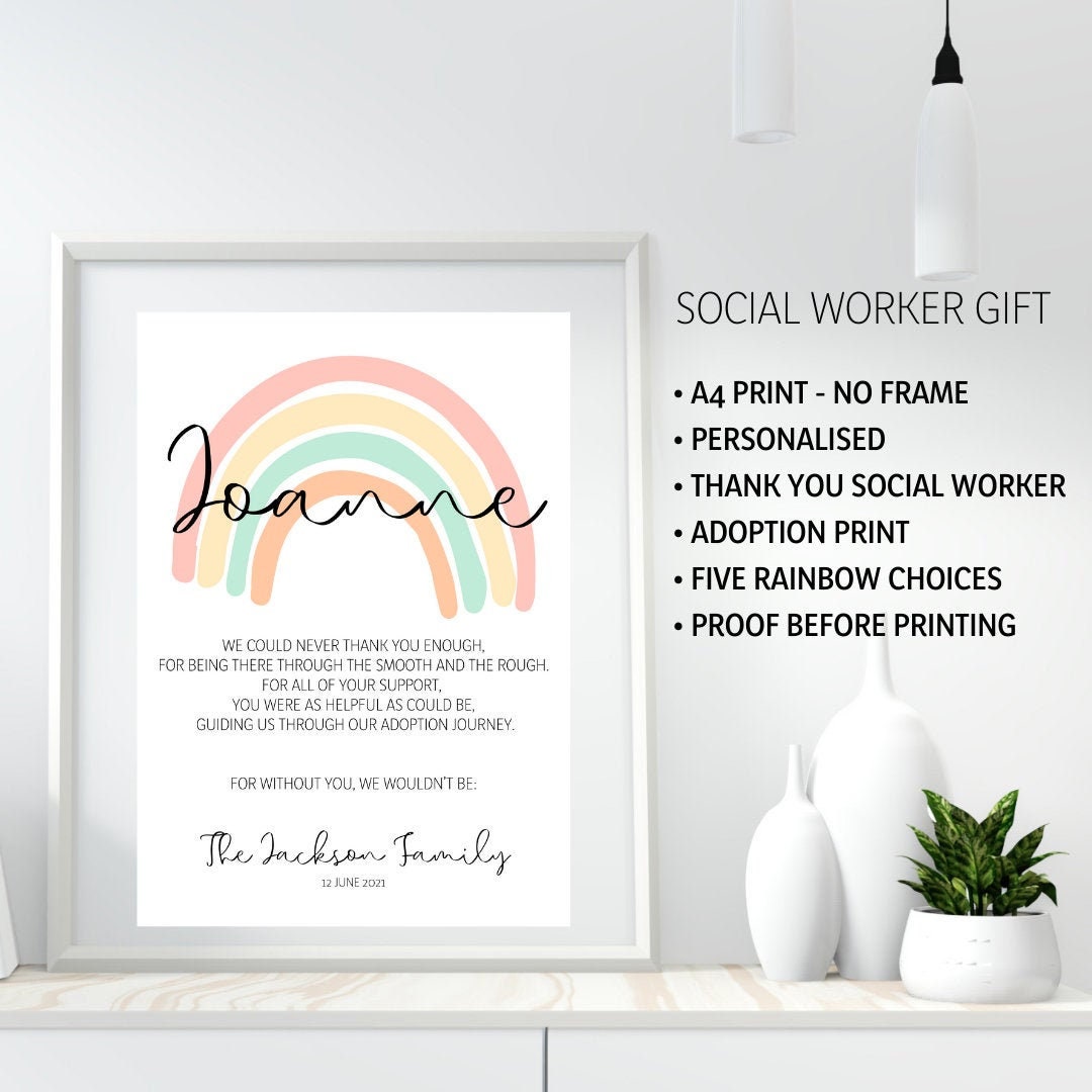 Custom Social Worker Gift, Adoption Print, Thank You Social Worker, Social  Worker Poem, Adoption Gift Print, Personalised Print - Etsy
