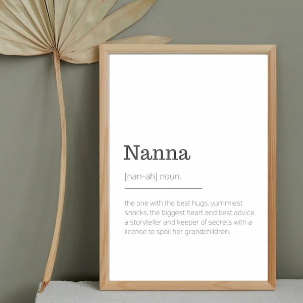 Gift for Nanna, Birthday Gift for Her, Nanna Birthday Gift, First Time Nanna, Nanna Definition Print, Minimalist Print