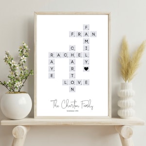 Impresión de fichas de Scrabble, Impresión personalizada de apellidos, Impresión personalizada de fichas de letras, Crucigrama familiar, Imagen de Scrabble, Impresión personalizada de Scrabble