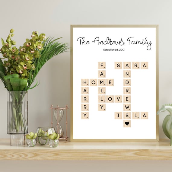 Scrabble Tile Family Name Print - Seaux Noted