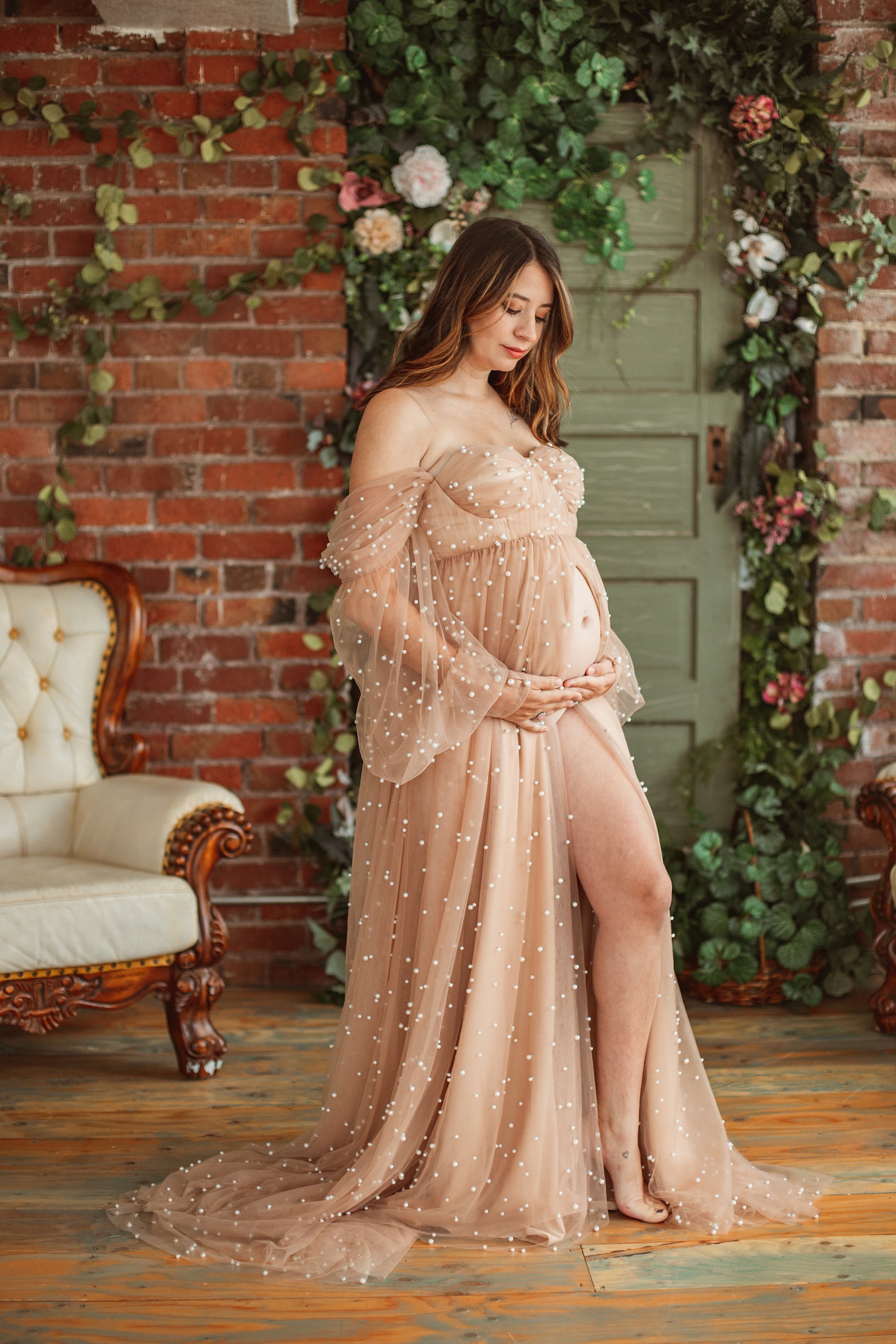 Maternity Dress For Photo Shoot Pearl Tulle Maternity Wedding Etsy