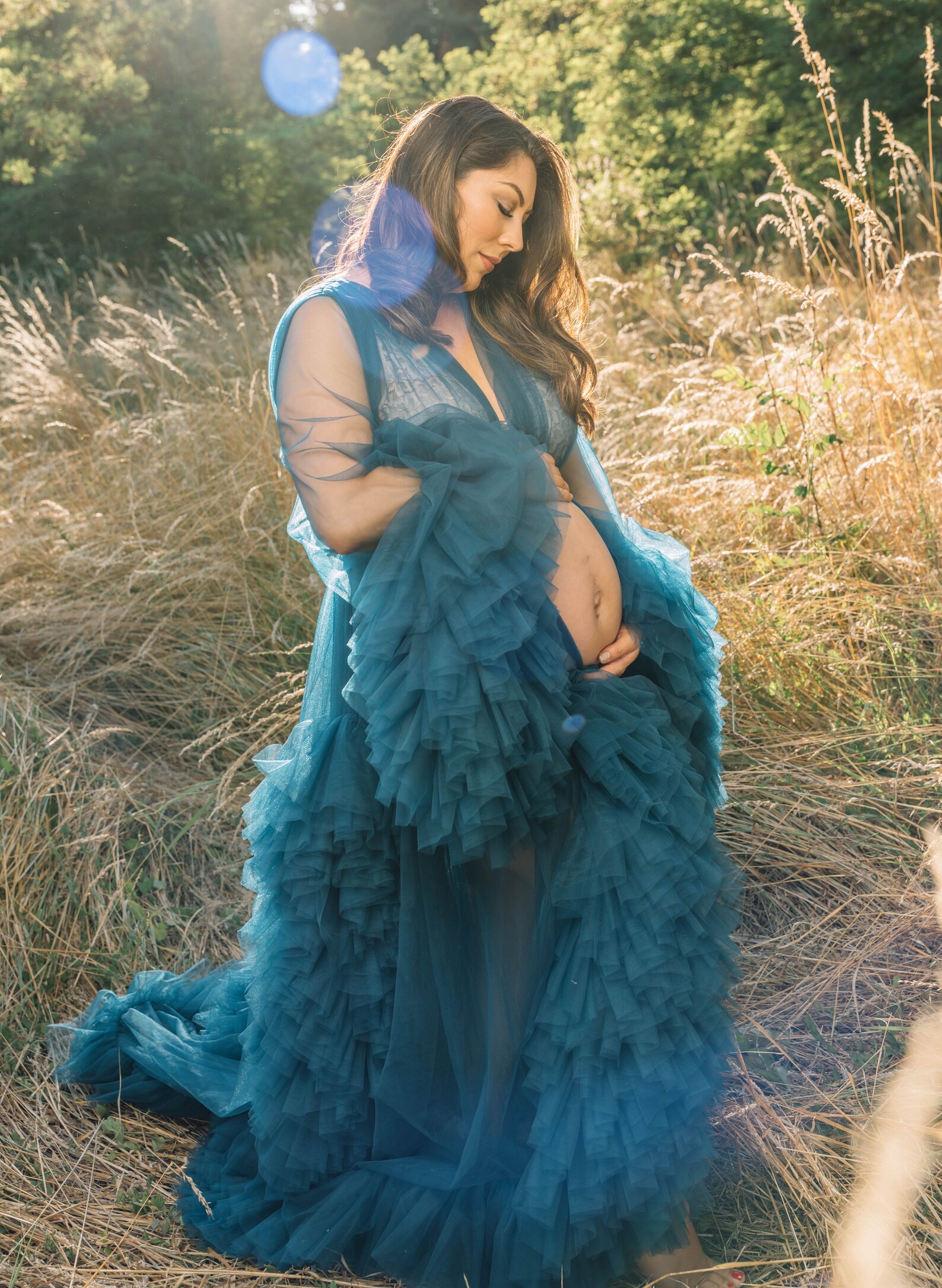 Tulle Maternity Dress For Photo Shoot Ruffle Maternity Robe Etsy