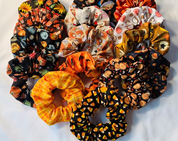 Fall Thanksgiving Scrunchies/Autumn Scrunchies/Fall Scrunchies/Thanksgiving Scrunchies/Fall Sunflower Harvest Scrunchies