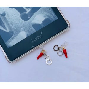 USB-C Handcuff and Pepper Spicy Kindle Charm/Bookish Kindle Charm/Kindle Charm/Spicy Kindle Charm/Pepper Kindle Charm/Handcuff Kindle Charm