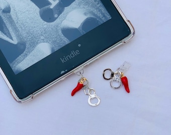 USB-C Handcuff and Pepper Spicy Kindle Charm/Bookish Kindle Charm/Kindle Charm/Spicy Kindle Charm/Pepper Kindle Charm/Handcuff Kindle Charm