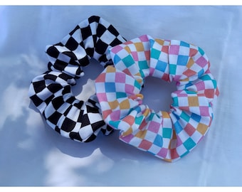 Checker Scrunchies/Checkerboard Scrunchies/Retro Scrunchies