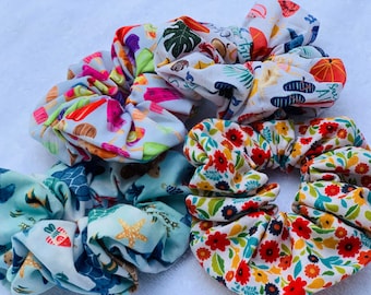 Summer Fun Scrunchies/Summer Scrunchies/Beach Scrunchies/Summertime Scrunchies/Ocean Scrunchies
