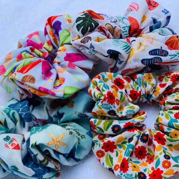 Summer Fun Scrunchies/Summer Scrunchies/Beach Scrunchies/Summertime Scrunchies/Ocean Scrunchies