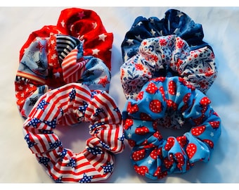 July 4th Scrunchies/Independence Day Scrunchies/Holiday Scrunchies/4th of July Scrunchies/Patriotic Scrunchies/Red White and Blue Scrunchies