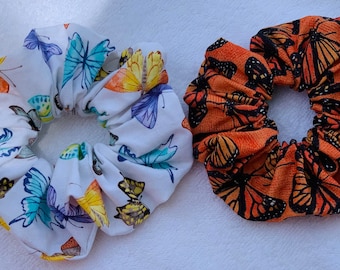 Butterfly Scrunchies/Butterfly Hair Scrunchies/Spring Hair Scrunchies/Monarch Butterflies Scrunchies