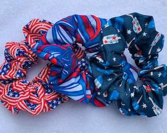 July 4th Scrunchies/Independence Day Scrunchies/Holiday Scrunchies/4th of July Scrunchies/Patriotic Scrunchies