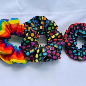 Pride Scrunchies/Large Pride Scrunchies/Pride Holiday Scrunchies/Pride Month Scrunchies/Rainbow Scrunchie/Rainbow Scrunchies