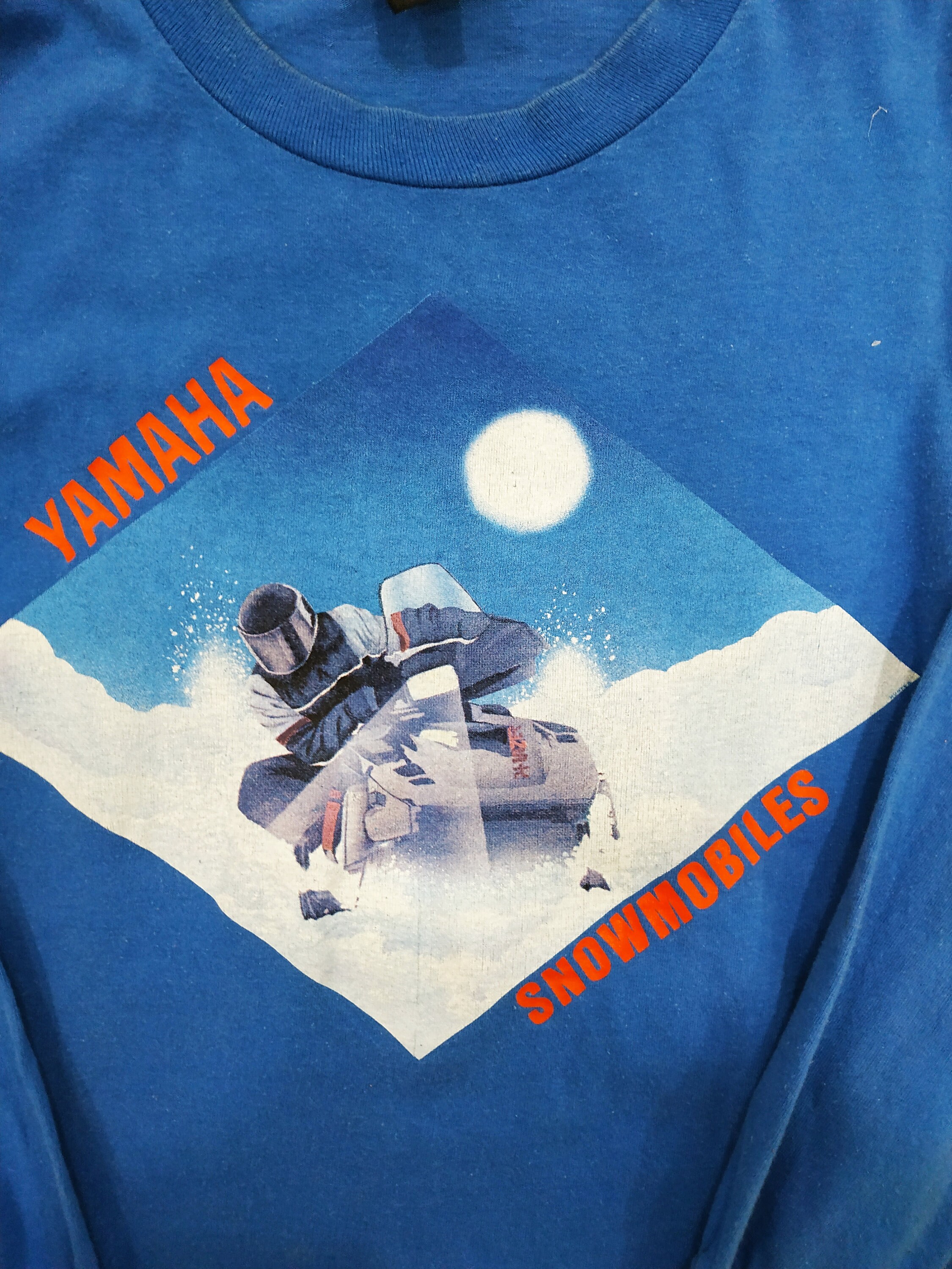 vintage 80s 90s YAMAHA ヤマハ メッシュ 長袖 ロンT Very Rare!!! Vintage 80's Yamaha Snowmobiles T-shirt Blue Colour